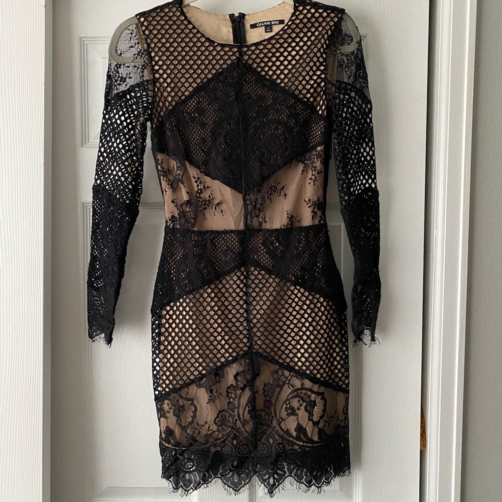 Gianni Bini black lace dress, mid length